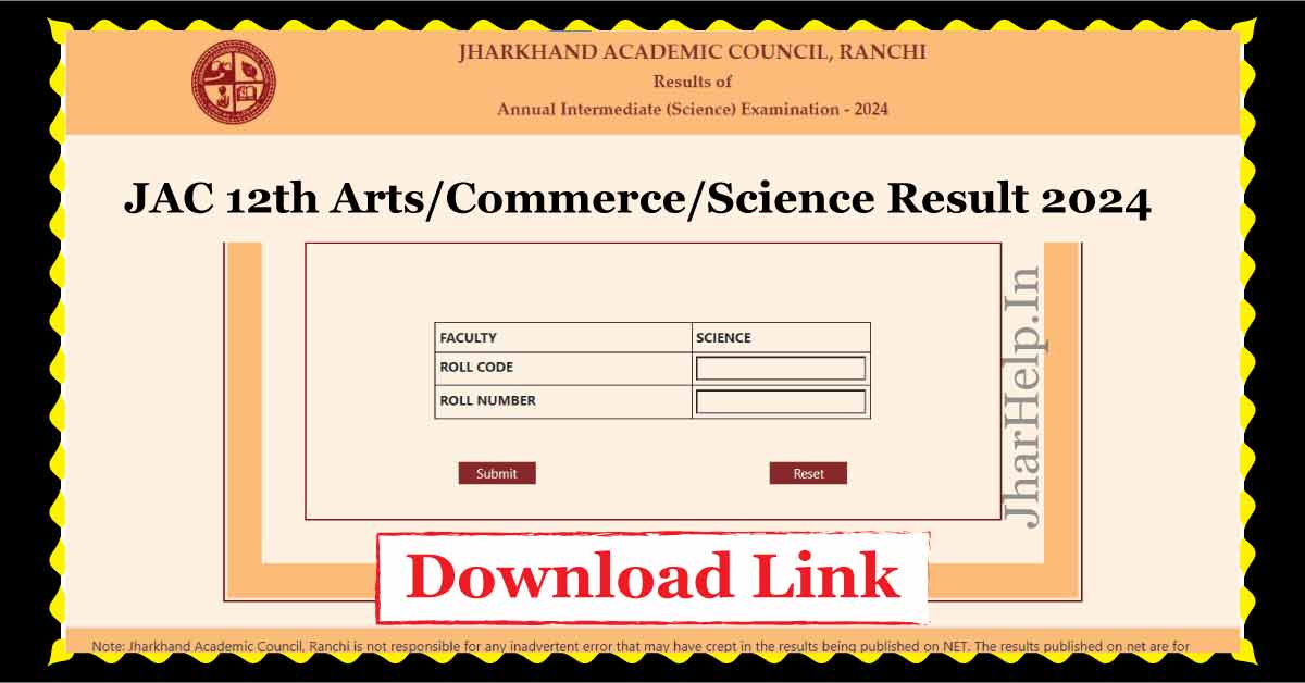 JAC Board 12th Result 2024, Check Jharkhand Board Class 12 Science