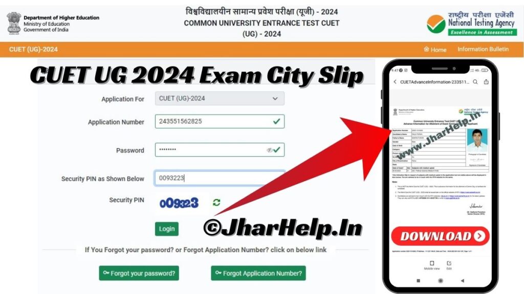 CUET UG Exam City Slip 2024: