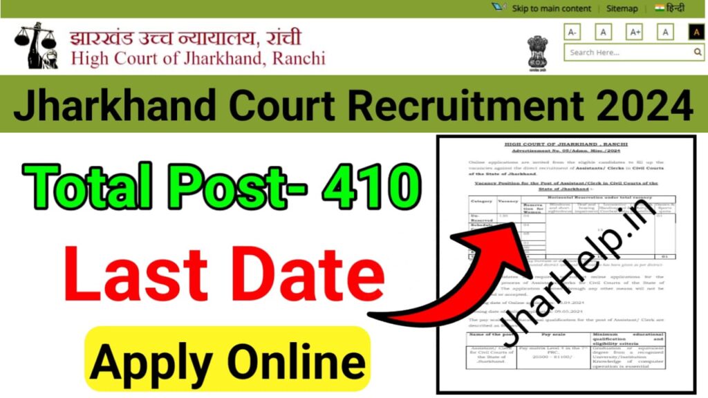 Jharkhand court clerk vacancy 2024